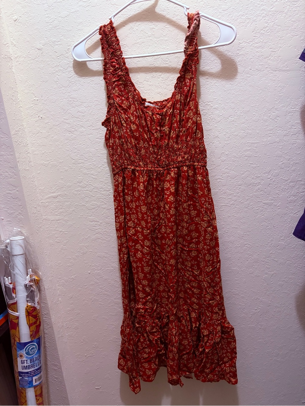 Patrons of Peace Rust Floral Smocked Midi Dress